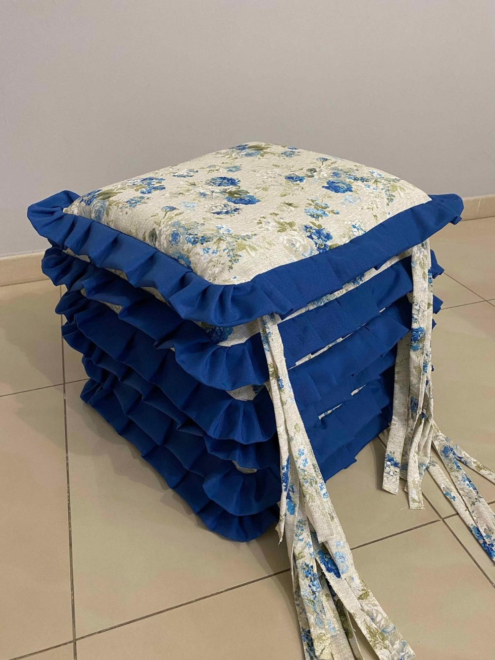 Set 6 cuscini fantasia floreal blu