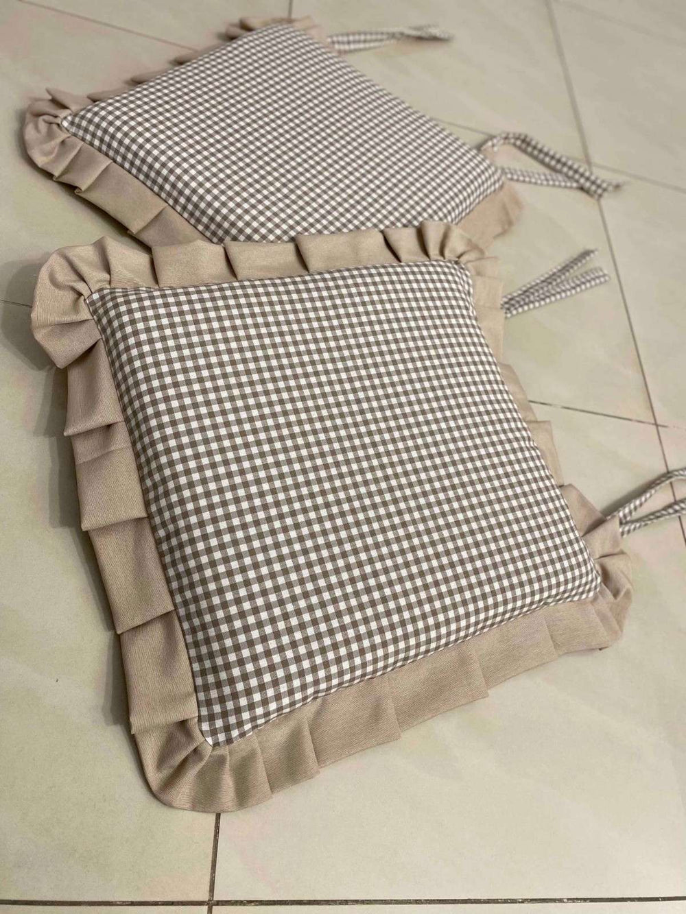Set 6 cuscini fantasia quadrettino tortora