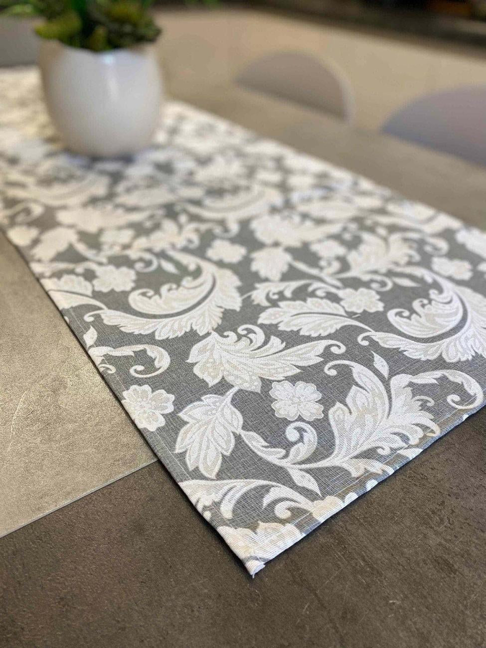 Centro tavola fantasia DAMASCATO - grigio