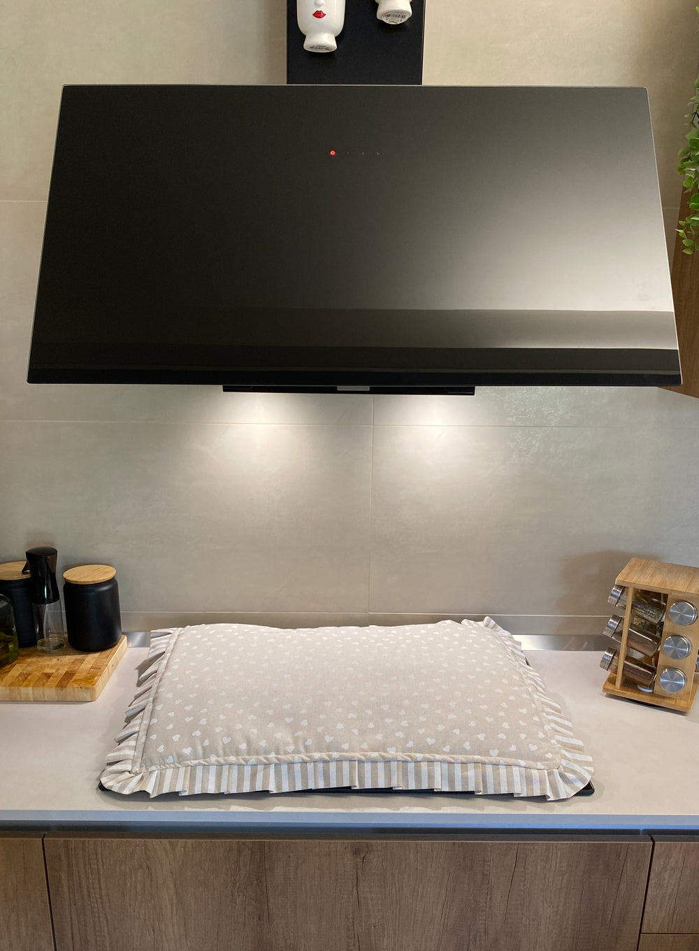 Coprifuochi fantasia ABBRACCIO - tessuto effetto lino naturale