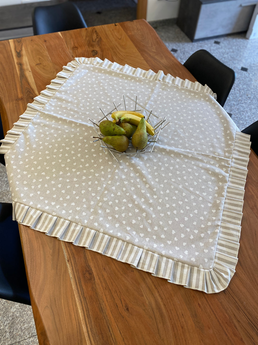 Centro tavola fantasia ABBRACCIO - tessuto effetto lino naturale