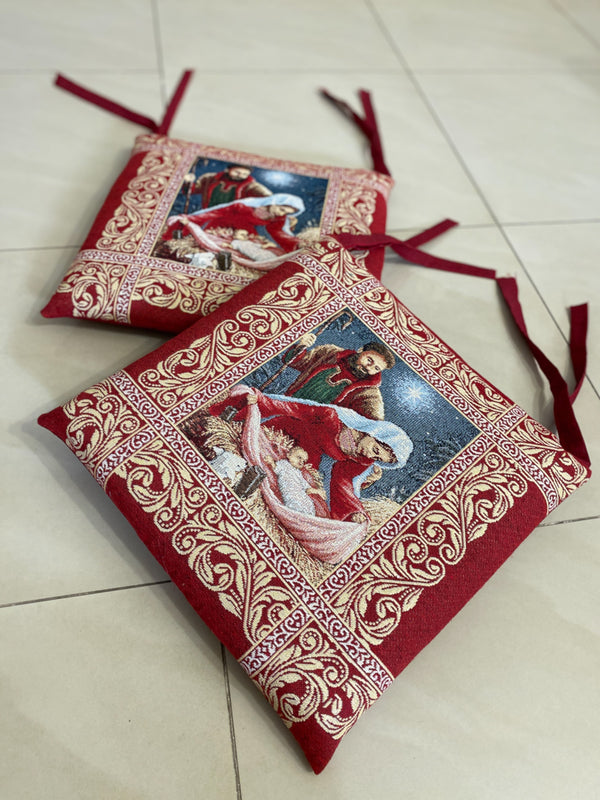 Set 6 cuscini sedia NATIVITÀ in gobelin