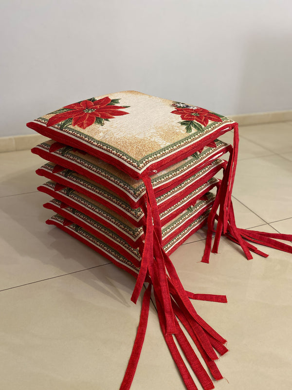 Set 6 cuscini sedia STELLA DI NATALE#2 in gobelin