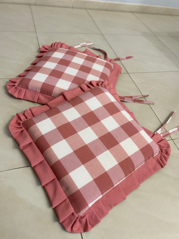 Set 6 cuscini sedia fantasia QUADRETTATO - rosa