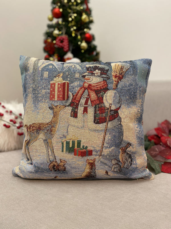 Cuscino arredo PUPAZZO DI NEVE in gobelin