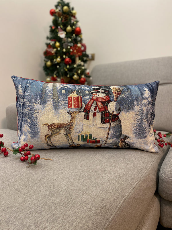 Cuscino arredo NATALE in gobelin formato rettangolare 65x35cm