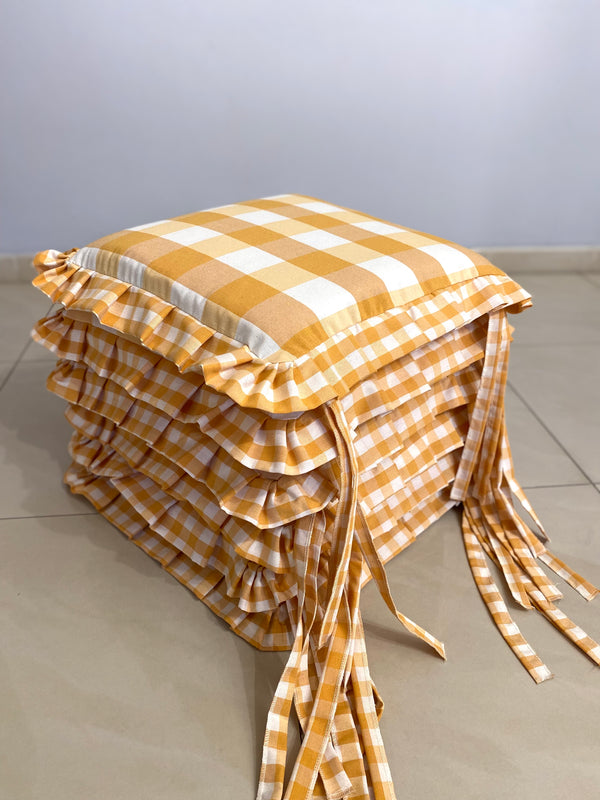 Set 6 cuscini sedia fantasia QUADRETTATO - giallo