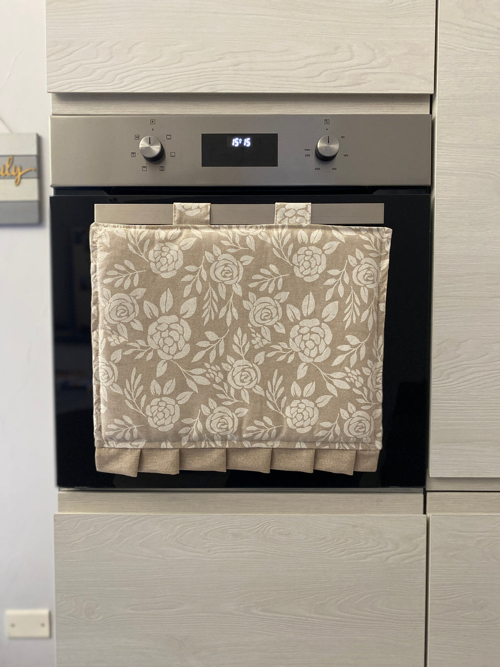 Copriforno fantasia BIANCO NATURALE - tessuto effetto lino naturale