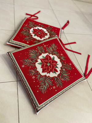 Set 6 cuscini sedia STELLA DI NATALE in gobelin