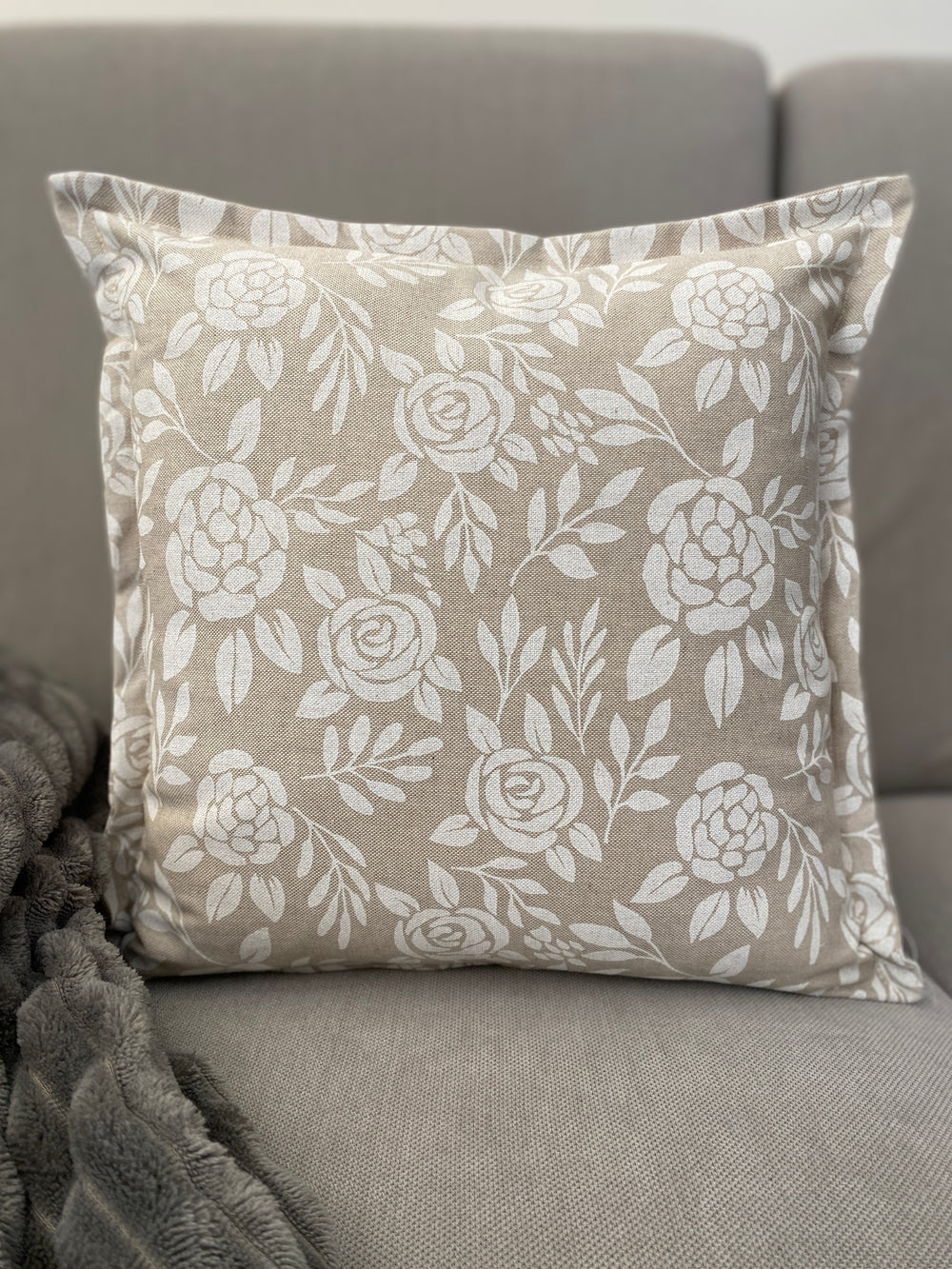 Cuscino arredo fantasia BIANCO NATURALE - tessuto effetto lino naturale