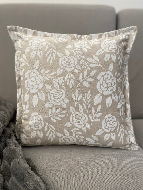 Cuscino arredo fantasia BIANCO NATURALE - tessuto effetto lino naturale