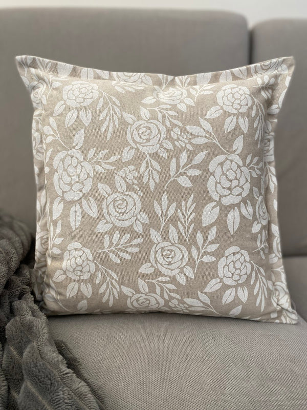 Cuscino arredo fantasia BIANCO NATURALE - tessuto effetto lino naturale