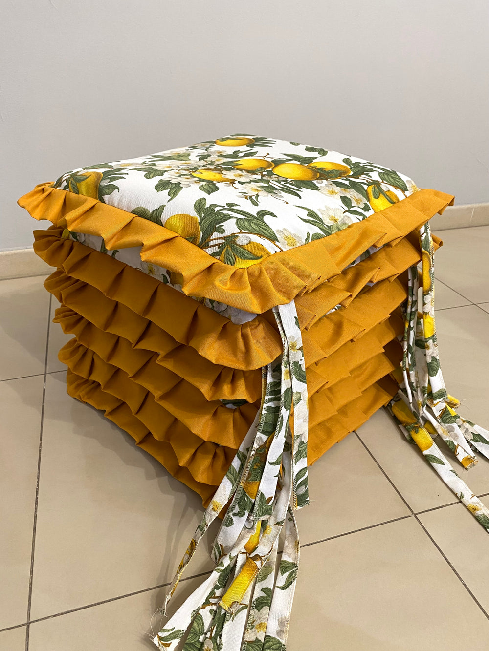 Set 6 cuscini fantasia limoni blu