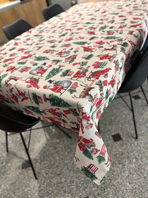 Tovaglia natalizia in cotone fantasia MERRY CHRISTMAS