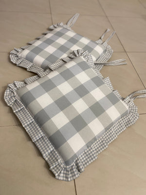 Set 6 cuscini sedia fantasia QUADRETTATO - grigio