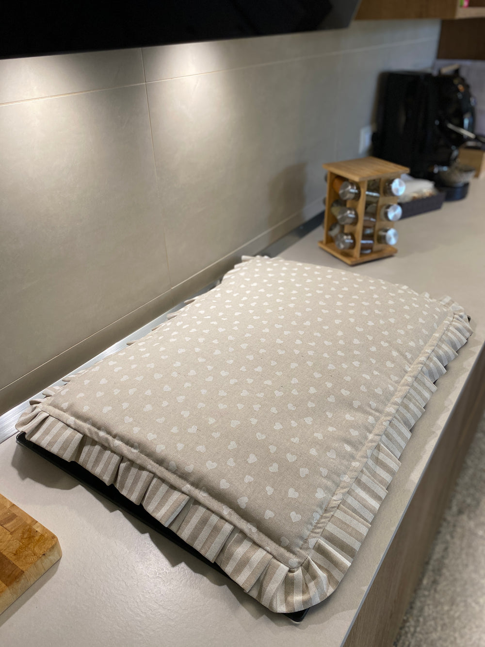 Coprifuochi fantasia ABBRACCIO - tessuto effetto lino naturale