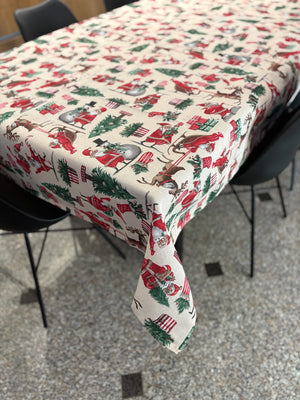 Tovaglia natalizia in cotone fantasia MERRY CHRISTMAS