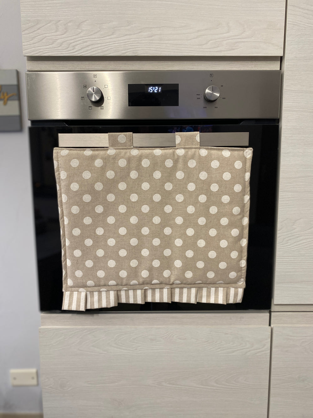 Copriforno fantasia BON TON - tessuto effetto lino naturale