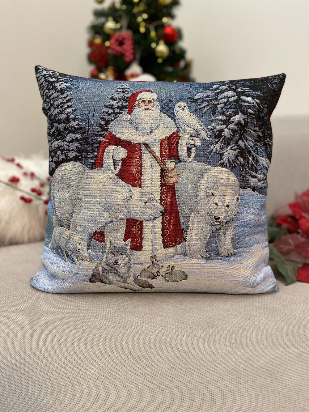 Cuscino arredo BABBO NATALE & ORSI in gobelin