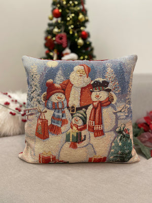Cuscino arredo BABBO NATELE & PUPAZZI DI NEVE in gobelin