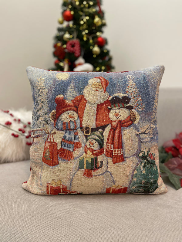 Cuscino arredo BABBO NATELE & PUPAZZI DI NEVE in gobelin