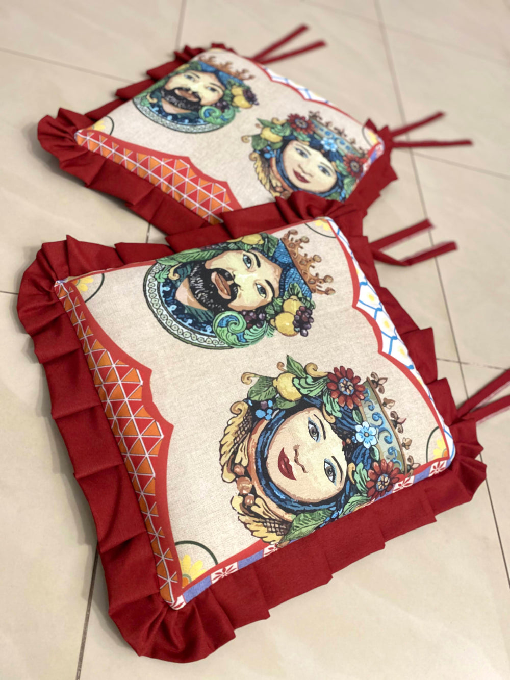 Set 6 cuscini sedia COPPIA TESTE DI MORO