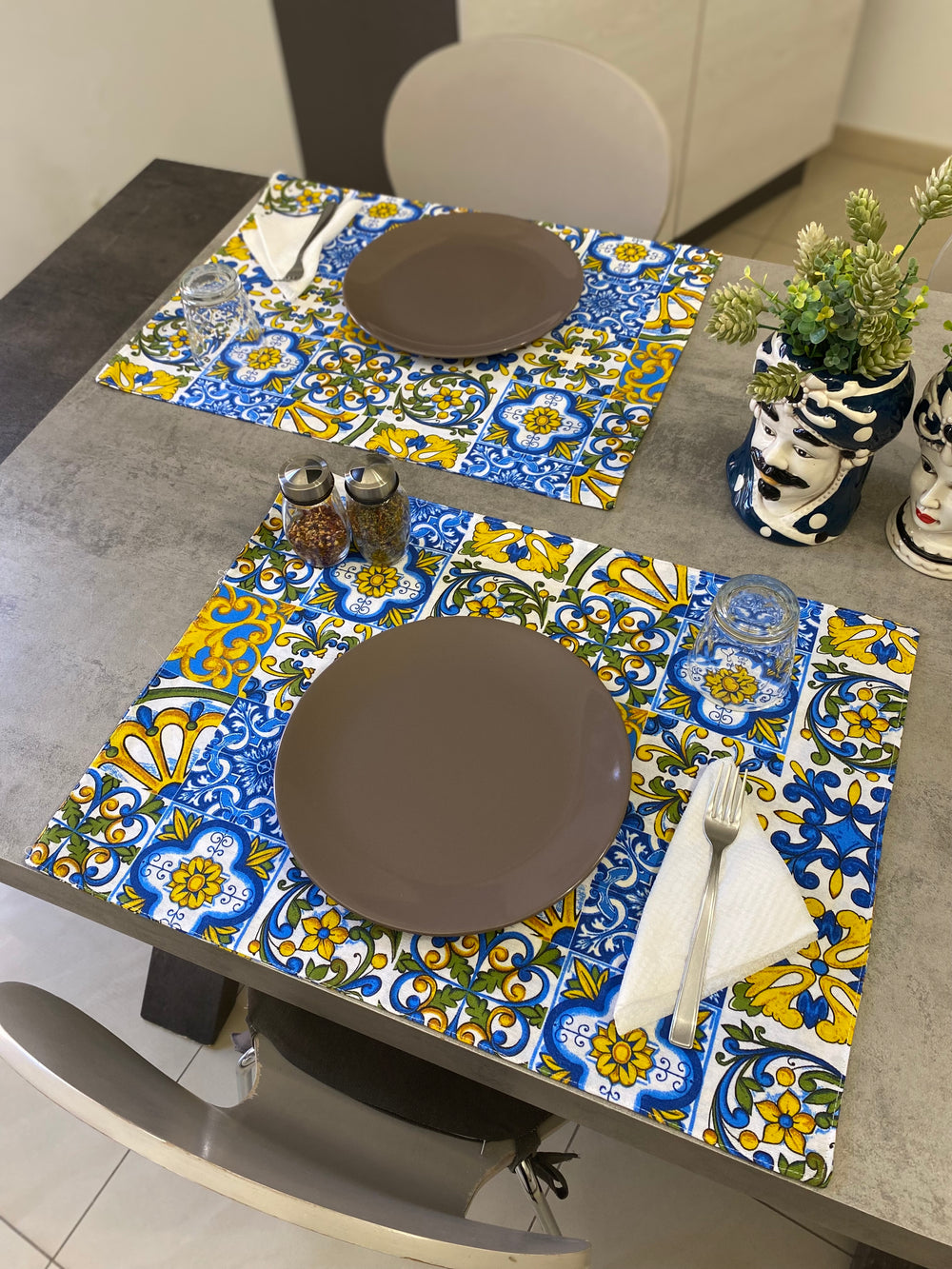 Set 2 tovaglietta colazione fantasia POSITANO BLU