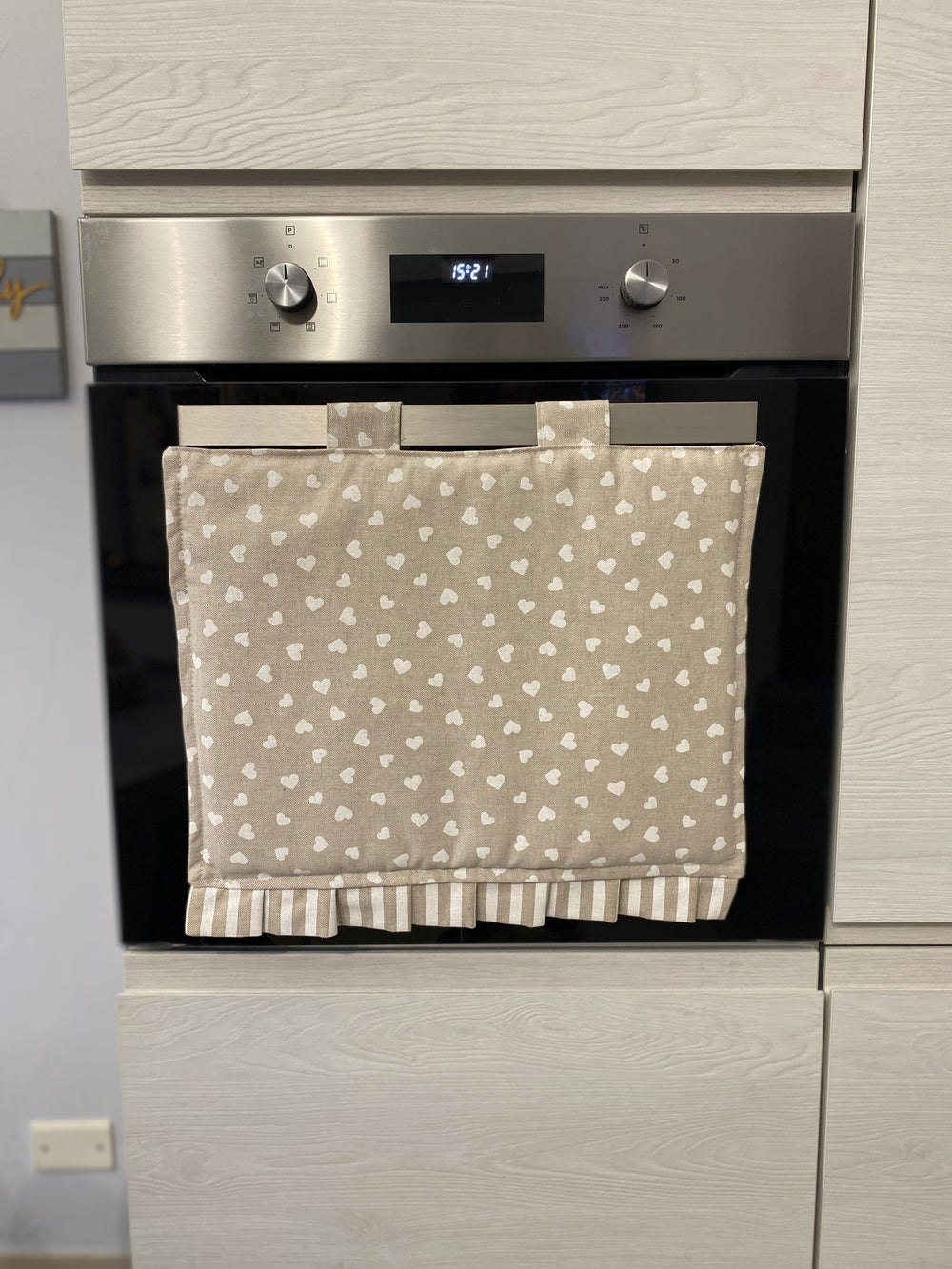 Copriforno fantasia ABBRACCIO - tessuto effetto lino naturale