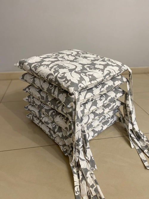 Set 6 cuscini sedia fantasia DAMASCATO - grigio