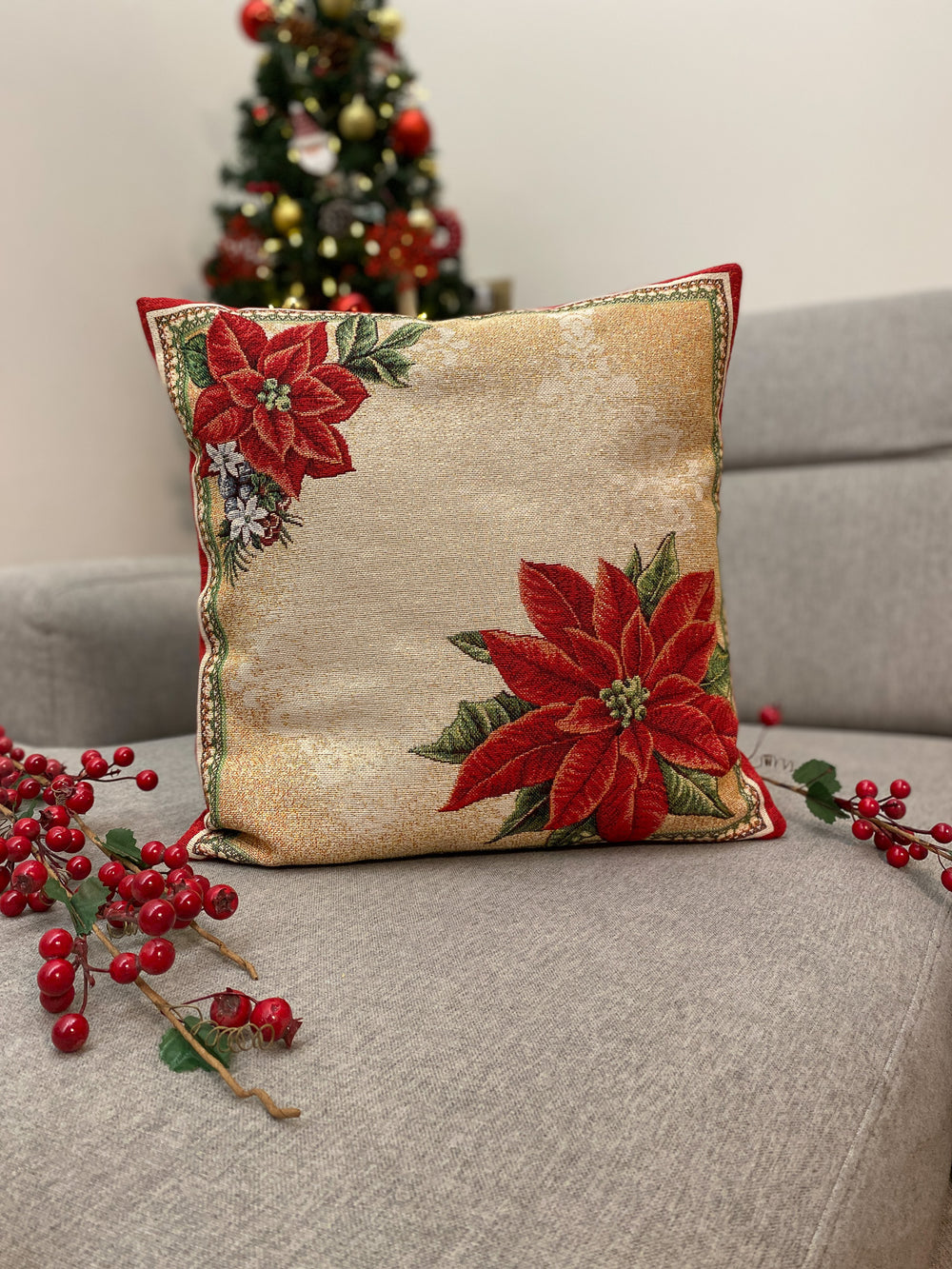 Cuscino arredo STELLA DI NATALE#2 in gobelin