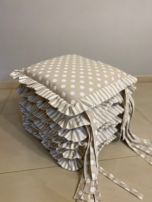 Set 6 cuscini sedia fantasia BON TON - tessuto effetto lino naturale