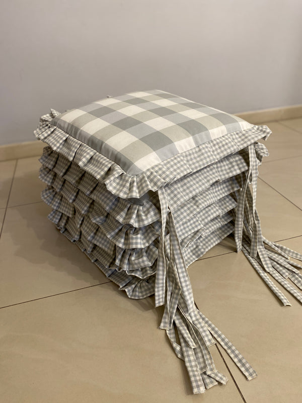 Set 6 cuscini sedia fantasia QUADRETTATO - grigio