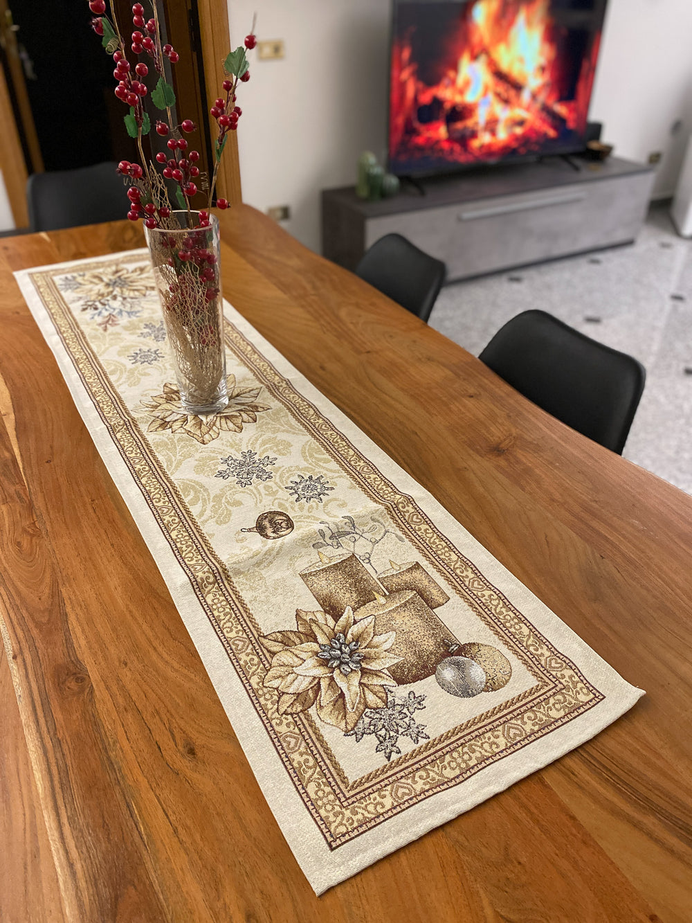 Centro tavola natalizio in gobelin fantasia ORO