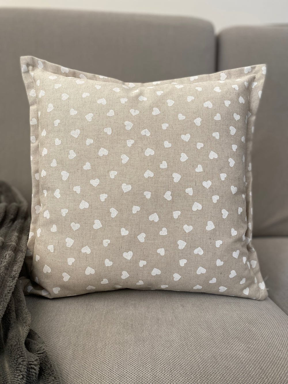 Cuscino arredo fantasia ABBRACCIO - tessuto effetto lino naturale