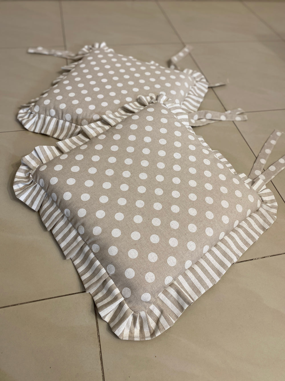 Set 6 cuscini sedia fantasia BON TON - tessuto effetto lino naturale