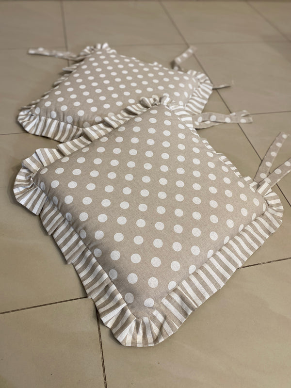 Set 6 cuscini sedia fantasia BON TON - tessuto effetto lino naturale