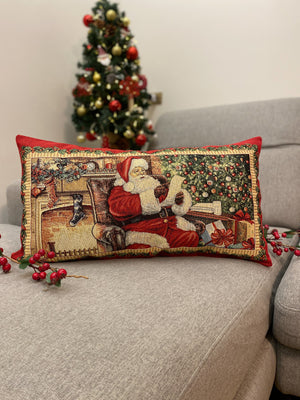 Cuscino arredo NATALE in gobelin formato rettangolare 65x35cm