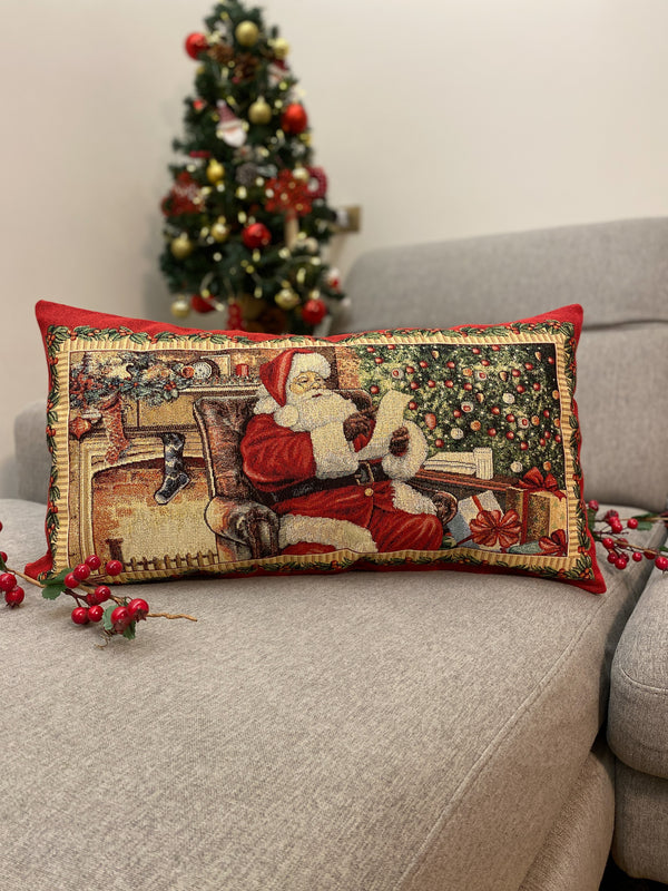 Cuscino arredo NATALE in gobelin formato rettangolare 65x35cm