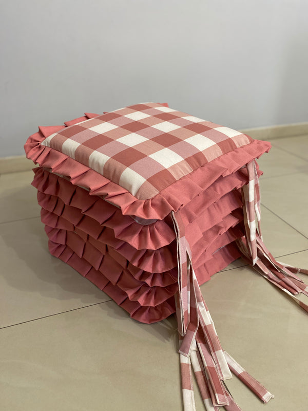 Set 6 cuscini sedia fantasia QUADRETTATO - rosa