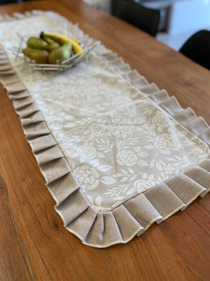 Centro tavola fantasia BIANCO NATURALE - tessuto effetto lino naturale
