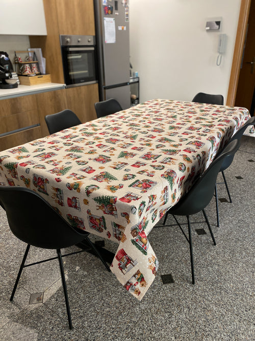 Tovaglia natalizia in cotone fantasia CHRISTMAS