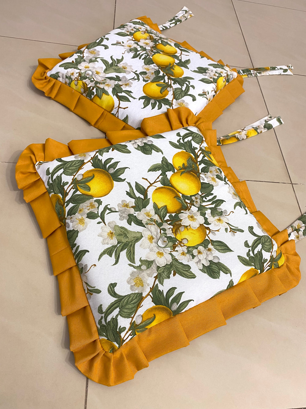 Set 6 cuscini fantasia limoni blu