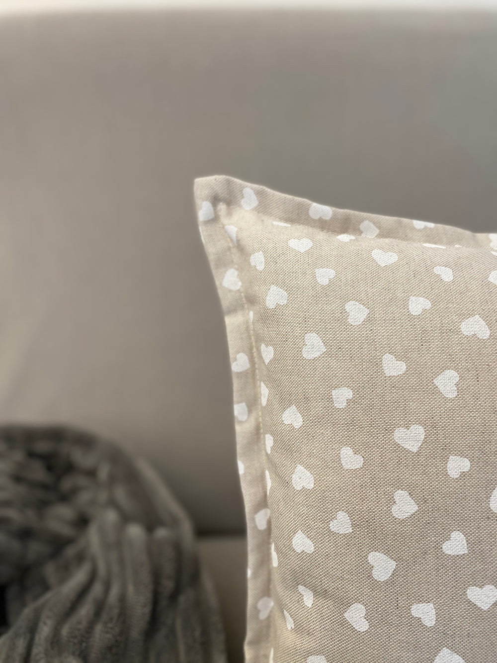 Cuscino arredo fantasia ABBRACCIO - tessuto effetto lino naturale