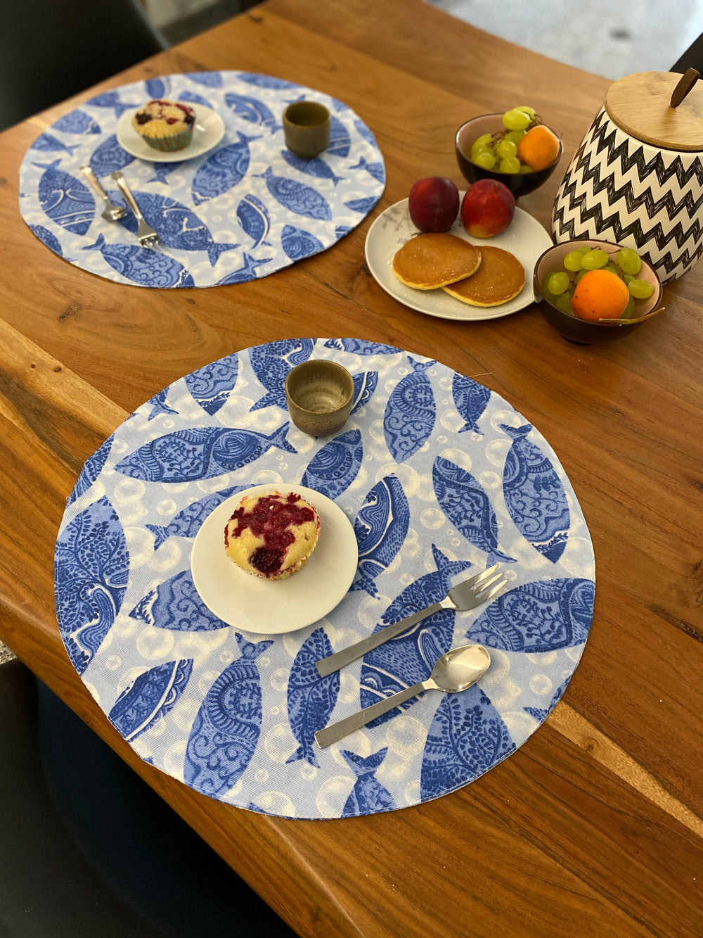 Set 2 tovaglietta colazione fantasia BLU MARE