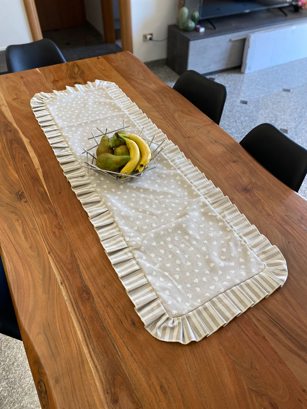 Centro tavola fantasia ABBRACCIO - tessuto effetto lino naturale