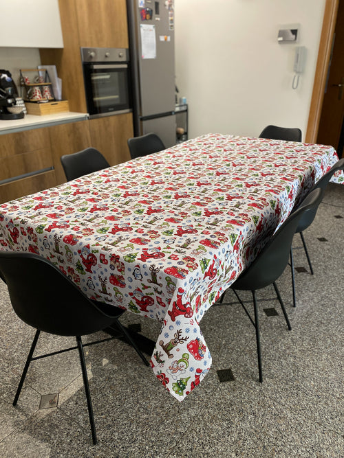 Tovaglia natalizia in cotone fantasia BABBO NATALE