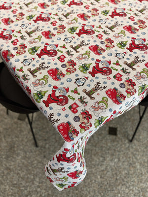 Tovaglia natalizia in cotone fantasia BABBO NATALE