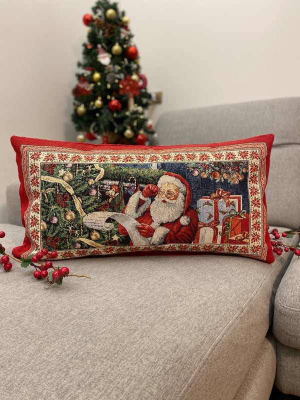 Cuscino arredo NATALE in gobelin formato rettangolare 65x35cm