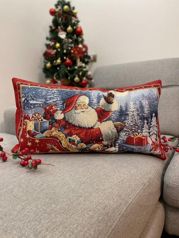 Cuscino arredo NATALE in gobelin formato rettangolare 65x35cm