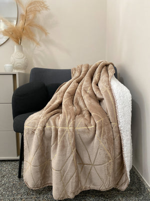 Plaid Sherpa a Doppio Strato Dorato WARM